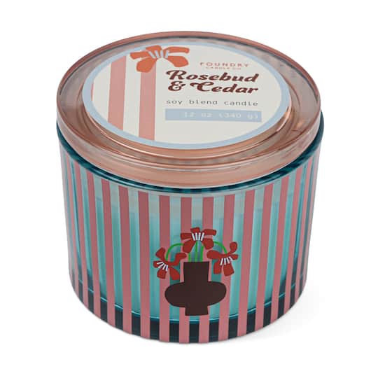 Foundry Candle Co. 12 oz. Rosebud & Cedar Soy Blend 3 Wick Candle
